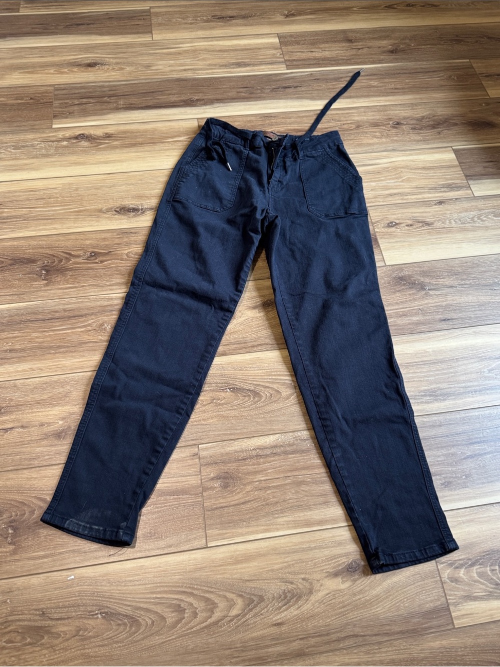 Judy Blue Slim Straight Black Jeans with Drawstring Waist